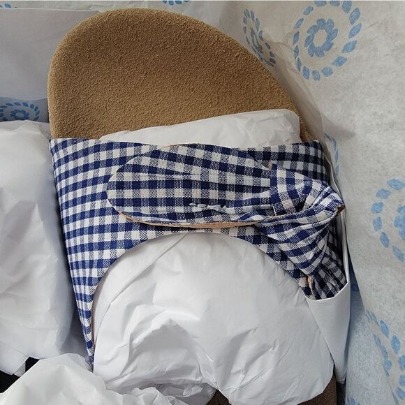 Jack Rogers Dorothy Bow Comfort Slide in Blue and White Gingham - Picture 3 of 7